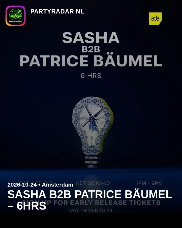 Flyer Sasha b2b Patrice Bäumel – 6hrs